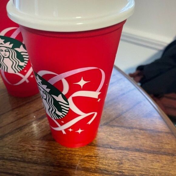 Starbucks 50 Years 2021 Christmas Plastic Red Reusable Coffee Cup Lot of 2 - Picture 3 of 5